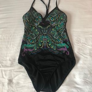 Black Athleta Women's Bathing Suit Green Purple